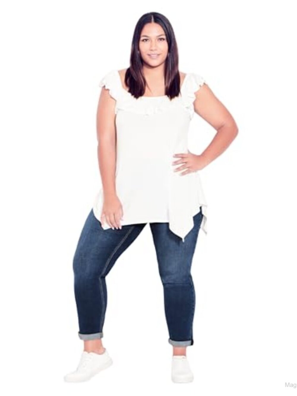 Stretch Girlfriend Jeans Mid Rise Straight Leg 5-Pocket Stretch Denim